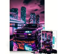 Rompecabezas R Neon Night Tokyo Drift de 1000 Piezas para Adultos Think Smart Toy Family Joy Pieza de Arte de Corte preciso (50x75cm)
