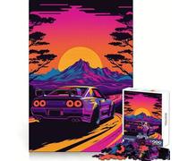 Rompecabezas R Skyline Synthwave de 1000 Piezas para Adolescentes, Juguete de lógica Mental, Tranquilo, Firme, de Corte Santa Wish (50x75cm)