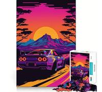 Rompecabezas R Skyline Synthwave de 1000 Piezas para Adolescentes, Juguete de lógica Mental, Tranquilo, Firme, de Corte Santa Wish (50x75cm)