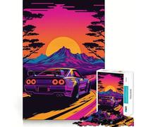 Rompecabezas R Skyline Synthwave para Adolescentes, 1000 Piezas, Recall Boost, Gentle Relax, Smooth Cut, Stylish Gift (38x52cm)