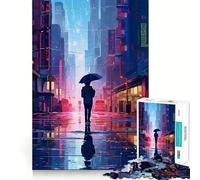 Rompecabezas Rain City Pixel bit Art de 1000 Piezas para Adolescentes Ayuda a desarrollar la Memoria Fácil de Usar Bordes limpios Sorpresa navideña (38x26cm)