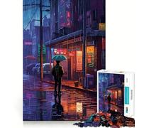 Rompecabezas Rain City Pixel bit Art de 1000 Piezas para Adolescentes Fortalece la Memoria, Calma, relajación, Bordes Suaves Regalo increíble (50x75cm)