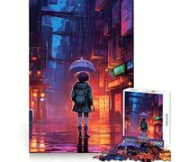 Rompecabezas Rain City Pixel bit Art de 1000 Piezas para Adolescentes Fortalece la Memoria Divertido y Relajante Bordes Lisos Lista de Deseos de Papá Noel (38x26cm)