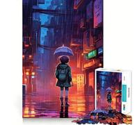 Rompecabezas Rain City Pixel bit Art de 1000 Piezas para Adolescentes, Juguete de lógica Mental, Tranquilo, Firme, de Corte Santa Wish (38x52cm)