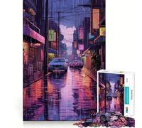 Rompecabezas Rain City Pixel bit Art de 1000 Piezas para Adolescentes Juguete para ejercitar la Mente Juego de Mesa en Grupo Arte de ensamblaje Regalo clásico (50x75cm)