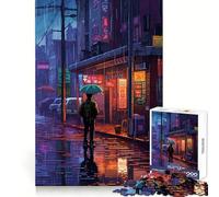 Rompecabezas Rain City Pixel bit Art de 1000 Piezas para Adolescentes, para Mejorar la Memoria, para Relajarse, para un Look Casual, con Cortes precisos y una excelente presentación (38x52cm)