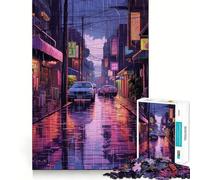Rompecabezas Rain City Pixel bit Art de 1000 Piezas para Adultos Fortalece la Memoria Divertido y Casual Bordes limpios Regalo clásico (38x52cm)