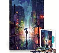 Rompecabezas Rain City Pixel bit Art de 1000 Piezas para Adultos, Juego Mental, Juguete, diversión Tranquila, Pieza de colección de Arte de Corte preciso (50x75cm)