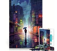 Rompecabezas Rain City Pixel bit Art de 1000 Piezas para Adultos Juego Mental Pasatiempo en casa Bordes limpios Un Regalo Encantador (38x26cm)