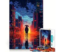 Rompecabezas Rain City Pixel bit Art de 1000 Piezas para Adultos, Juguete Intelectual, Relajante, Corte preciso, artículo de Santa Claus (50x75cm)