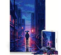 Rompecabezas Rain City Pixel bit Art para Adultos, 1000 Piezas, Juguete de lógica Mental, diversión Relajante, Corte Firme, cálida Sorpresa (50x75cm)