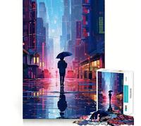 Rompecabezas Rain City Pixel bit Art para Adultos, 1000 Piezas, Mejora la Memoria, Divertido Montaje de imágenes, Arte Coleccionable (50x75cm)