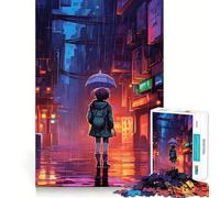 Rompecabezas Rain City Pixel bit Art para Adultos, 1000 Piezas, para estimular la Memoria, Juego en Grupo, patrón de Montaje, Sorpresa navideña (50x75cm)