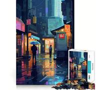 Rompecabezas Rain City Pixel bit Art para Adultos, 1000 Piezas, para Mejorar la Memoria, aliviar el estrés, diseño para armar, Regalo Memorable (50x75cm)