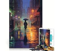 Rompecabezas Rain City Pixel bit Art para Adultos, 1000 Piezas, Rompecabezas Mental, pasatiempo Relajante, Montaje de imágenes, Regalo Encantador (50x75cm)