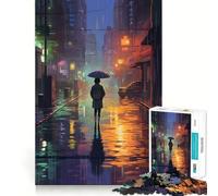 Rompecabezas Rain City Pixel bit Art para Adultos, 1000 Piezas, Rompecabezas para ejercitar la Mente, Ideal para el hogar, Regalo de cumpleaños (38x52cm)