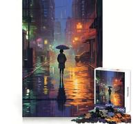 Rompecabezas Rain City Pixel bit Art para Adultos, 1000 Piezas, Rompecabezas para ejercitar la Mente, Ideal para el hogar, Regalo de cumpleaños (38x52cm)