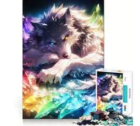 Rompecabezas Rainbow Crystal Wolf de 1000 Piezas para Adultos, Juego Mental, Juguete Divertido y Tranquilo, Pieza de colección de Arte de Corte preciso (50x75cm)