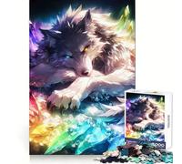 Rompecabezas Rainbow Crystal Wolf de 1000 Piezas para Adultos, Juego Mental, Juguete Divertido y Tranquilo, Pieza de colección de Arte de Corte preciso (50x75cm)
