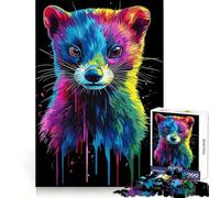 Rompecabezas Rainbow Pop Art Retrato de Hurón para Adultos 1000 Piezas Mejora la Memoria Juego en Grupo Patrón Ensamblaje Sorpresa de Navidad (38x52cm)