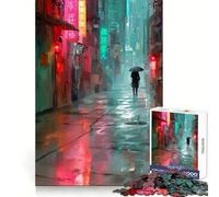 Rompecabezas Rainy Neon Alley de 1000 Piezas para Adultos, Regalo, desafío Mental, Juguete fácil, Ocio, Corte preciso, (38x26cm)