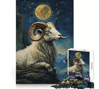 Rompecabezas Ram Under The Moon de 1000 Piezas para Adultos Juguete Inteligente para Toda la Familia Obra de Arte de Corte preciso (38x26cm)