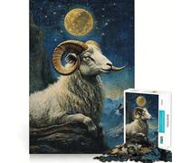 Rompecabezas Ram Under The Moon de 1000 Piezas para Adultos Juguete Inteligente para Toda la Familia Obra de Arte de Corte preciso (38x26cm)