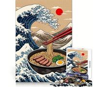 Rompecabezas Ramen Great Wave de 1000 Piezas para Adolescentes Mejora la Memoria Cómodo y Relajante Corte Firme Regalo Festivo (38x26cm)