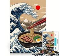 Rompecabezas Ramen Great Wave de 1000 Piezas para Adolescentes Mejora la Memoria Cómodo y Relajante Corte Firme Regalo Festivo (38x26cm)
