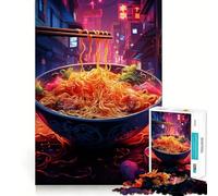 Rompecabezas Ramen Japan Neon para Adolescentes, 1000 Piezas, Recall Boost, Gentle Relax, Smooth Cut, Stylish Gift (50x75cm)