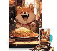 Rompecabezas Ramen Shiba Dog para Adultos, 1000 Piezas, Juguete de lógica Mental, diversión Relajante, Corte Firme, cálida Sorpresa (38x26cm)