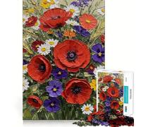 Rompecabezas Ramo de Amapolas y Margaritas, 1000 Piezas para Adultos, Juguete cognitivo, Divertido, para armar Juntos, Pieza de colección de Arte (50x75cm)