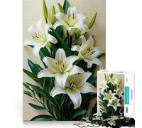 Rompecabezas Ramo de Lirios Blancos 1000 Juego de Recuerdo Mental Alta Precisión Manualidad de Corte Desafío Interactivo para el Cerebro en Casa (38x26cm)