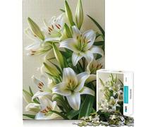 Rompecabezas Ramo de Lirios Blancos de 1000 Piezas Juego cognitivo Divertido Troquelado de Alta precisión aliviar el estrés (50x75cm)