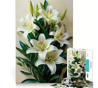 Rompecabezas Ramo de Lirios Blancos para Adolescentes 1000 Piezas Juego de Memoria Superficie Lisa y Sin Rebabas Regalo de Cumpleaños Juguete para Estimular la Ingenio (50x75cm)