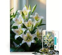 Rompecabezas Ramo de Lirios Blancos para Adolescentes 1000 Piezas Mejora Mental Juego Tamaño Uniforme Piezas Precisas Actividad Divertida para la Familia (50x75cm)