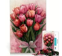 Rompecabezas Ramo de Tulipanes Radiantes para Adultos, 1000 Piezas, Mejora la Memoria, Divertido Ensamblaje de Imágenes, Arte Coleccionable (50x75cm)