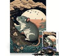 Rompecabezas Rat Ukiyo E Japón China de 1000 Piezas para Adolescentes Juguete de lógica Fina, Divertido y Relajante Decoración de Pared con Bordes limpios (38x52cm)