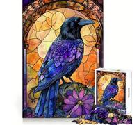 Rompecabezas Raven Gothic de vidrieras de 1000 Piezas para Adolescentes Juguete de lógica Fina, fácil de armar, para el Ocio, con Bordes limpios, Ideal para Festivales (38x52cm)