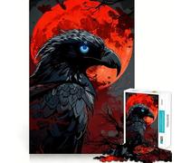 Rompecabezas Raven Red Moon de 1000 Piezas para Adultos Juguete para ejercitar la Mente Imagen Suave y Relajante para armar Un Regalo Encantador (38x52cm)