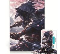 Rompecabezas Raven Samurai Warrior Cherry Blossoms para Adolescentes, 1000 Piezas, Recall Boost Gentle Relax Smooth Cut Stylish Gift (38x26cm)