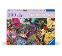 Ravensburger Puzle 12001369 – Colibríes y mariposas, 200 piezas, base y agarraderas para mayores