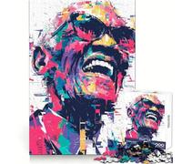 Rompecabezas Ray Charles con Retrato Colorido para Adultos, 1000 Piezas, para estimular la Memoria, Juego en Grupo, patrón de Montaje, Sorpresa navideña (38x26cm)