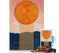 Rompecabezas Rayos de Sol Naranja para Adultos 1000 Piezas Juguete de Lógica Fina Relajante Casual Bordes Limpios Pieza de Bellas Artes (38x26cm)