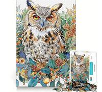 Rompecabezas Realista de búho en Acuarela de 1000 Piezas para Adultos Juguete para ejercitar la Mente Imagen Suave y Relajante para armar Un Regalo Encantador (38x52cm)
