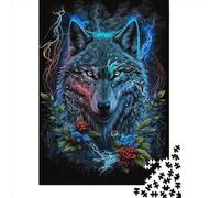 Rompecabezas Rectangular de 1000 Piezas para Adultos: Lobo en la Selva con Mandalas. Rompecabezas Creativo de Juguete para Adultos (38 x 26 cm).