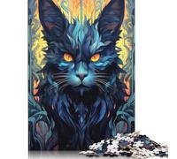 Rompecabezas Rectangular de cartón 100% Reciclado con Retrato de Gato y Flor, 1000 Piezas (75 x 50 cm)
