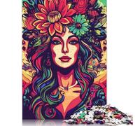 Rompecabezas Rectangular de cartón 100% Reciclado con Retrato de Mujer Floral, Ideal para Adultos y niños, 1000 Piezas (26 x 38 cm).