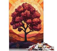 Rompecabezas Rectangular de cartón 100% Reciclado con Silueta de árbol y Puesta de Sol, 1000 Piezas (75 x 50 cm)