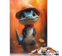 Rompecabezas Rectangular de cartón 100% Reciclado de un Lindo caimán con Sombrero, Día del Niño, 1000 Piezas (26 x 38 cm)